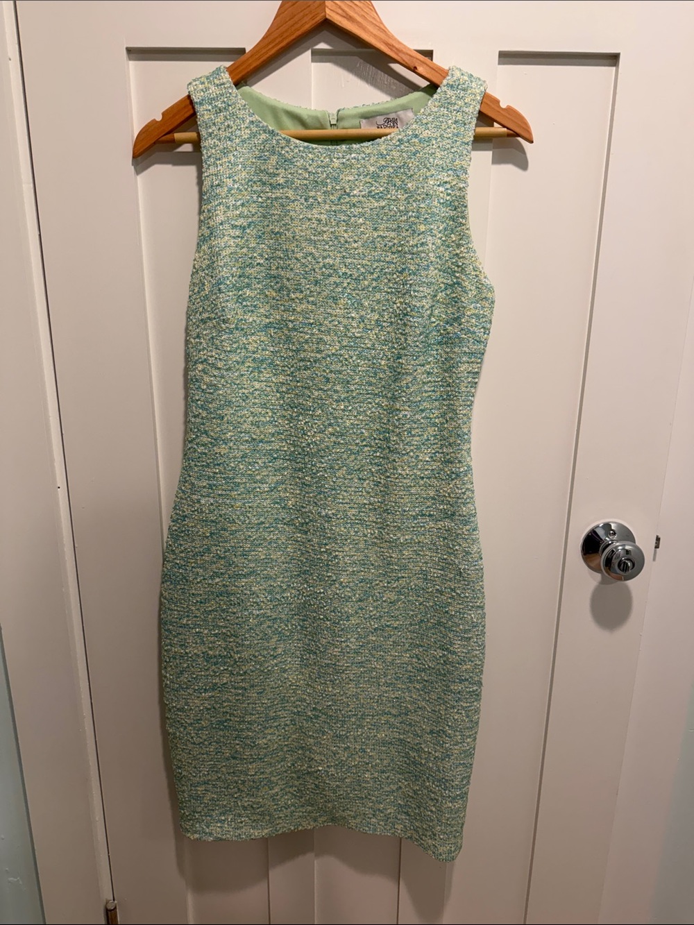 Belle by Badgley Mischka green tweed dress
